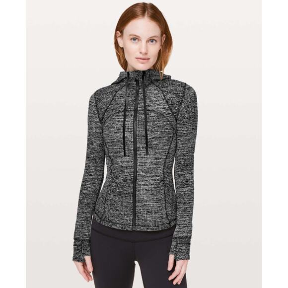 LULULEMON Women's Hooded Define Jacket *Nulu Size 10 Twillines White Black - Picture 1 of 13